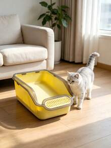 Open Top Cat Litter Box, Anti-Splash High Rim With Litter Trapping Step, Detachable Washable Large Tray, Indoor Living Room Bedroom Bathroom Use, For Kittens Adult Medium Large Cats - one-size - View 4