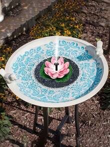 1pc Solar Powered Lotus Fountain Combination Design (No Light), Solar Fountain Bird Bath Pump, Garden Decor, Pond, Swimming Pool, Christmas Halloween Outdoor Decoration - Multicolor - View 9