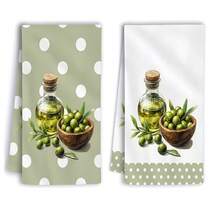 2pcs Green Olive Pattern Kitchen Towels, 6/8pcs Plant Print Dish Cloths, Super Absorbent Microfiber, Machine Washable, Holiday Gift And Cleaning Supplies Decor, Suitable For Holiday Decoration, Cooking, Baking, Housewarming Gift And Cleaning Supplies, Suitable For Kitchen, Bathroom, Toilet - Multicolor - View 3
