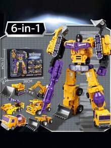 Destroyer 6-In-1 Transformable Construction Vehicle Set, Independent Vehicle Transformation And Free Combination Assembly, High-Quality Alloy + Durable ABS Material, Classic Construction Robot Design, Popular Hobby Collectible Holiday Gift For Teen Collectors - Multiple Styles Available (collect All 6 to Combine) - View 11