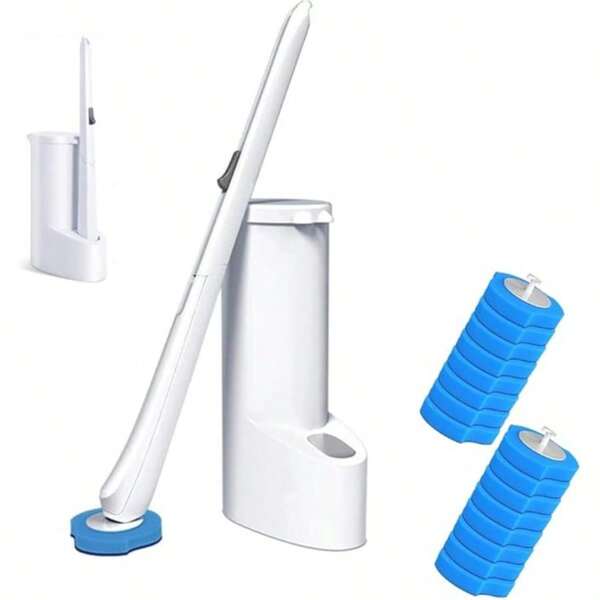 Set Pembersih Toilet dengan Dudukan dan 16 Kepala Sikat Individual, Sikat Toilet Gagang Panjang yang Dipasang di Dinding dengan Dudukan, Kepala Sikat Lembut dan Fleksibel, Tanpa Titik Buta, Sikat Pembersih Kamar Mandi, Pembersih Lantai, Perlengkapan Pembersih, Alat Pembersih, Dekorasi Natal, Perlengkapan Kembali ke Sekolah