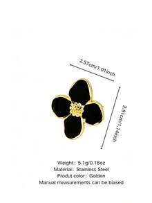 1 buah Cincin Tunggal Wanita Elegan Bergaya Stainless Steel dengan Motif Daun Semanggi, Cocok untuk Kencan/Liburan - Yellow Gold - View 16