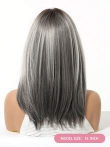 Topshe Ava WIGS 18英吋黑棕色長層次瀏海假髮，柔軟易打理合成纖維髮，適合女性日常配戴、上班、度假，亦適合作為萬聖節、聖誕節女性禮物 - 灰色 - 查看 6