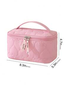 Large-Capacity Cosmetic Bag,Multi-Compartment,Lightweight Quilted Makeup Bag Organized For Toiletries,Cosmetics,Makeup Brushes,Skincare,Medication,Etc,Bow Embroidery Sweet Style Multifunctional Storage Bag For Gift,For Home,Travel,Vacation,School Use - Multicolor - View 13