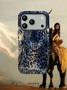 GIIPPA 1件 藍色豹紋、斑馬紋、虎紋拼接設計手機殼，適用於 Phone 17 Pro Max，相容 Phone 16 Pro Max、15 Pro Max、14 Pro Max、11/12/13/14/15/75 Pro Max Plus，韓式高端時尚趣味優雅設計，男女皆宜，聖誕節、情人節、復活節、婚禮季和生日送女友的完美禮物！ - 藍色 - 查看 9
