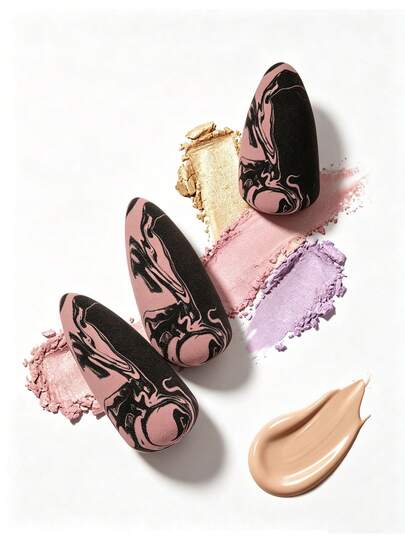 2/6/8/10/20 Peças Esponjas de Maquiagem em Formato de Cabeça de Foguete, Preto & Rosa, Poliuretano Hidrofílico Sem Látex, Adequado para Base Líquida, BB Cream, Corretivo