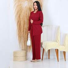 Women's 3-Piece Casual Set, Comfortable And Stylish, Suitable For Everyday Wear At Home, Street, Office, Airport, Garden, And Autumn/Winter. - 酒紅色 - 查看 2