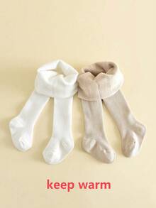 2pcs Solid Color Baby Leggings, Warm & Comfortable Tights For Toddlers In Autumn/Winter, Suitable For Daily Wear - Multicolor - View 1