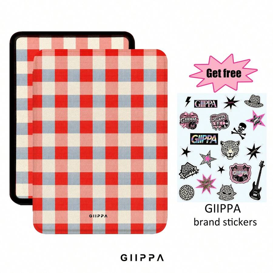GIIPPA 1pc Colorfule Beige Gingham Checkered Kindle Case With Adjustable Hand Strap, Auto Wake & Sleep PU Leather E-Reader Cover Compatible With Kindle Paperwhite 5/6/7/10/11/12 Gen, Kindle Colorsoft 1st Gen, Basic Kindle 8/10/11 Gen All Kids & Signature Editions, Perfect Christmas Valentine Thanksgiving Halloween Birthday Gift For Book Lovers Girls Traditional Asian Retro Minimalist Aesthetic - Multicolor 5 - View 1