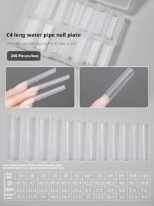 240Pcs Clear Full Cover Oval Cowboy Nail Tips Water Pipe Fake Nails Boxed False Nail Patches For Manicure - 彩色 - 查看 6