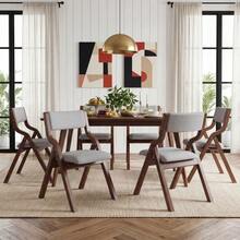 2 Folding Dining Chairs, Solid Wood Dining Chairs, Comfortable And Breathable - Grey - View 3