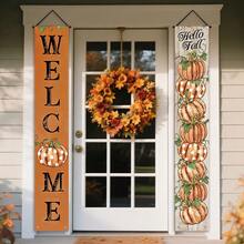 1 Pair/2pcs Autumn Porch Hanging Decor - Rustic Harvest Decoration, "Welcome Autumn" Banner, Suitable For Indoor And Outdoor Use, Thanksgiving - A - View 16
