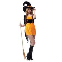 Gothic Sexy Witch Dress For Women - Halloween Carnival Costume With Hat & Fancy Party Outfits - Multicolor - View 5
