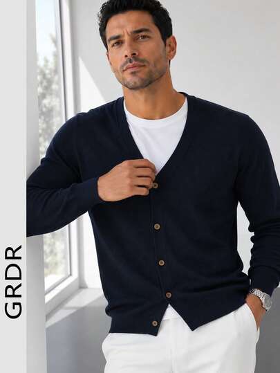 GRDR 1 pieza Cárdigan de punto con botones para hombre, apto para uso al aire libre, negocios y uso casual