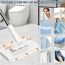 Reusable Facial Cloth Mop With 4Pcs Mop Cloths, Wet & Dry Dual Use Cleaning Mop,One-Button Detachable Flat Mop, Automatic Clamp Design, No-Hand Wash Household Mop Suitable For Floors, Windows, Kitchens And Bathrooms - A - 查看 6