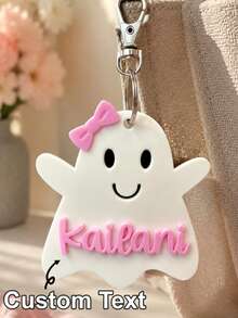 Personalized Keychain, Halloween Customized Name Bag Charm, Cute Ghost Backpack Pendant And Halloween Trick Or Treat Basket Tag, Perfect Gift For Kids, Friends, Teachers - A-ghost Keychain - View 1