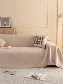 1pc Nordic Cream Style Plant Pattern All-Season Chenille Sofa Cover, Machine Washable, Pet-Friendly Sofa Slipcover, Suitable For 1/2/3/4 Seater And Sectional Sofas, For Bedroom And Living Room Home Decor - Khaki - View 8