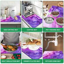 1 pieza Alfombrilla de drenaje de cocina de tierra de diatomeas con patrón de mármol, alfombrilla de secado rápido y antideslizante para cafetera y alfombrilla de secado de platos, adecuada para encimera de cocina y mesa de comedor - Multicolor - Ver 7