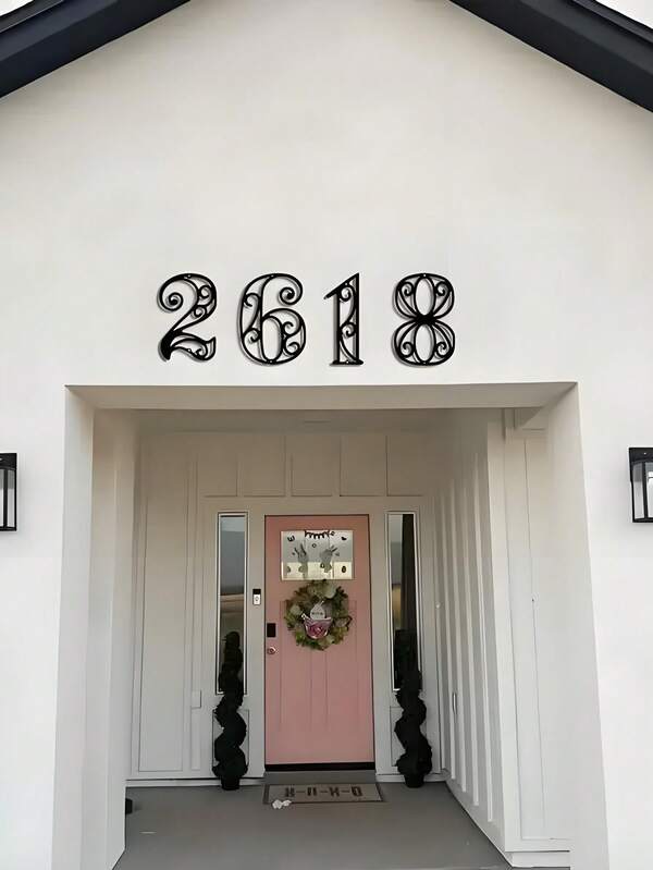 Vintage Floral Metal Number Door Plaque, European Scrollwork Iron Art Number Door Sign 0-9, Individual Numbers For Free Combination, Hollow Carved Metal Number Door Plaque, Villa Entrance, Homestay, Courtyard, Retro Luxury Black And White Door Number Decorative Hanging Ornament