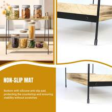 Coffee Station Organizer For Countertop 2 Tier Coffee Bar Accessories Wooden Kitchen Storage Detachable Design Non Slip Silicone Caps Easy Assembly - View 5
