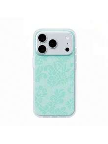 Fresh Green All-Over Print Lace White Shell IMD Phone Case - Compatible With Phone 17 Pro Max, 17 Pro, 17, 16 Pro Max, 16 Pro, 16, 15 Pro Max, 15 Pro, 14 Pro Max, 14 Pro, 14, 13 Pro Max, 13 Pro, 13, 12 Pro Max, 11, Phone Protective Cover - Green - View 3