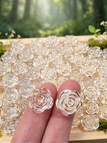 50/100/200pcs 20mm White Shell-Shaped Acrylic Beads, Cream Petal Bead Caps, Suitable For DIY Crafts, Jewelry Making And Phone Case Decoration - Multicolor - View 6