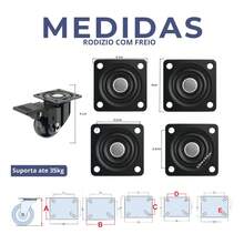 Kit 4 Rodinhas 1Pol 35mm Rodizio Em Gel Para Moveis Leve 2 Freio 2 Sem Freio - preta - Visão 7