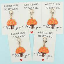 5pcs/10pcs Autumn Maple Leaf Enamel Keychain, "A Little Hug To Say A Big Thank You" Card, Fall Pocket Hug Appreciation Gift For Teachers & Coworkers - Multicolor - View 1