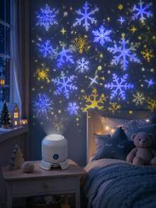 Lampu LED Bentuk Kepingan Salju & Hewan Laut Bertenaga USB, Lampu Berputar Warna-warni untuk Dekorasi Kamar Tidur - cahaya polikromatik - View 3