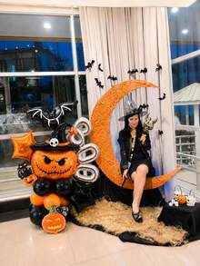 24pcs/Set Halloween Pumpkin Pillar Set, Includes Hat Pumpkin, Bat, BOO Letter Theme Designs, Suitable For Halloween Theme Birthday, Company Team Building, Market Photo Shoot - Multicolor - View 4