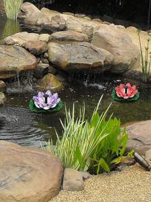 1pc Solar Powered Lotus Fountain Combination Design (No Light), Solar Fountain Bird Bath Pump, Garden Decor, Pond, Swimming Pool, Christmas Halloween Outdoor Decoration - Multicolor - View 8