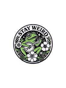 Stay Weird Frog Brooch – Cute Banjo Playing Frog Floral Enamel Pin For Bag Jacket Accessories Gift - Multicolor - View 11