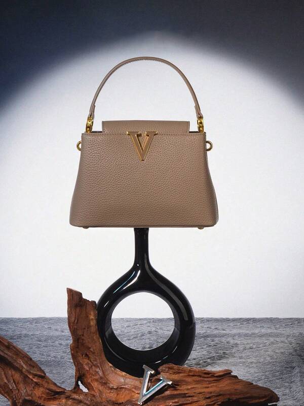 POHO ZOOZ Brand Customized V-Shaped Handbag Medium Size - Khaki