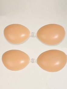 1/2pcs Silicone Invisible Bra, Women's Adhesive Silicone Invisible Bra, Wedding Dress Bra, Summer Reusable Women's Lingerie, Dress, Tank Top - Apricot - View 20
