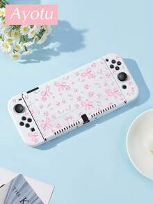 Ayotu 適用於 Switch/Switch OLED/Switch Lite 花卉與蝴蝶結圖案遊戲主機外殼與配件，套裝包含保護殼、收納袋、底座外殼、控制器保護套及多款配件可供選擇，返校禮物/生日禮物/週年禮物 - 查看 14