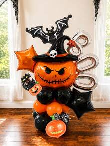 24pcs/Set Halloween Pumpkin Pillar Set, Includes Hat Pumpkin, Bat, BOO Letter Theme Designs, Suitable For Halloween Theme Birthday, Company Team Building, Market Photo Shoot - Multicolor - View 5