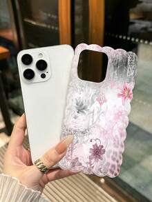 1 buah Casing Ponsel Transparan Tinggi TPU Tahan Guncangan Silikon Lembut Tepi Bergelombang dengan Motif Bunga Lili Gradien Merah Muda-Abu-abu, Dilengkapi Tali Gantungan Manik-manik Bunga Berkilau, Kompatibel dengan Semua Model Apple, Gaya Gadis Keren Manis Y2K - MultiWarna - View 3