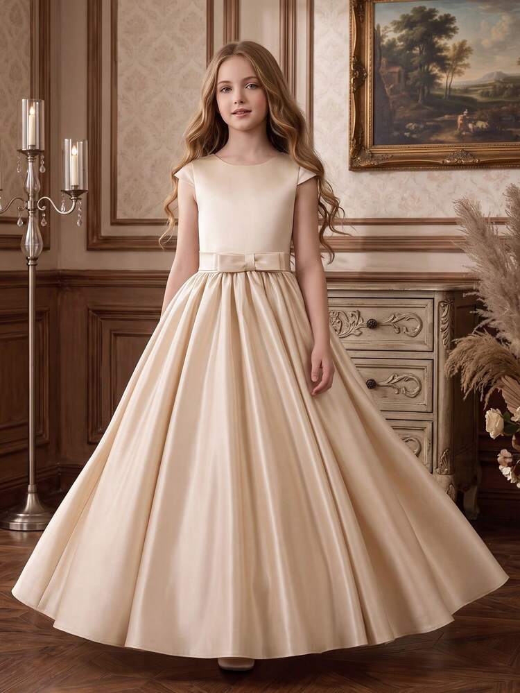 Teen Girl Champagne Long Dress, Formal Evening Gown For Birthday Party And Performance - Champagne - View 5