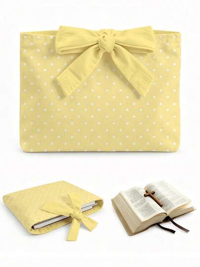 New Polka Dot Pattern Book Cover/Storage Bag, Campus Style Polka Dot Print, Book Cover, Suitable For Storing Office Supplies, Can Be Used As Desktop Decoration, Also A Great Christmas Or Birthday Gift For Teachers And Students, Suitable For Students, Teachers And Book Lovers, Back To School Season, Learning Supplies, Teacher's Day Gift, Back To School Essentials, Back To School Must-Haves, Suitable For Office And Home Scenes. (Pattern Printing Is Random, Please Refer To The Actual Product)