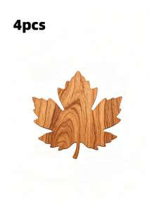 1/4/8pcs Maple Leaf Shaped Wooden Coaster Set - Desktop Accessories Coasters, Non-Slip Heat-Resistant - Home And Restaurant Decor, Suitable For Drinks, Coffee, Tea, Perfect For Home, Office, Restaurant, Party, Autumn Decoration, Halloween Holiday Gift, Kitchen Decor - Multicolor - View 6