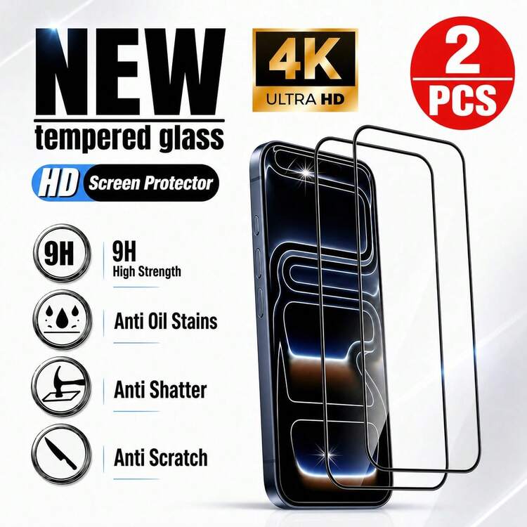 Yezodawee 2pcs Ultra HD Full Screen Tempered Glass Screen Protector, Compatible With IPhone 17 Pro Max 11-17 Series, With Black Border Silk Printing Full Screen Phone Protector - 2 Pcs - View 20