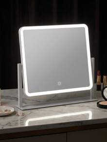 LED Vanity Mirror With Light, Desktop Makeup Mirror, Smart Touch Control, 3-Color Adjustable Light, USB Powered, Suitable For Vanity, Bedroom, Living Room, Bathroom, Home Decor, Best Gift For Women - Multicolor - View 2