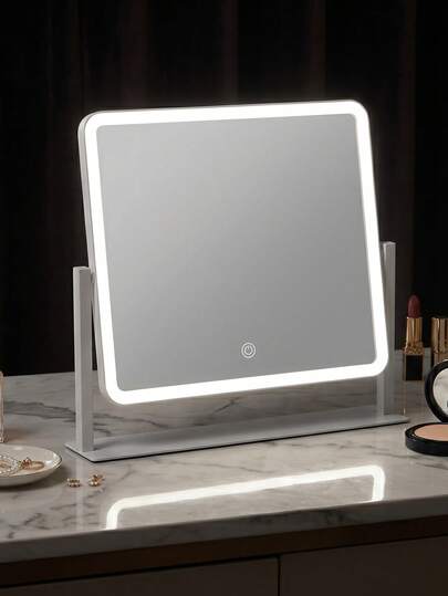 LED Vanity Mirror With Light, Desktop Makeup Mirror, Smart Touch Control, 3-Color Adjustable Light, USB Powered, Suitable For Vanity, Bedroom, Living Room, Bathroom, Home Decor, Best Gift For Women
