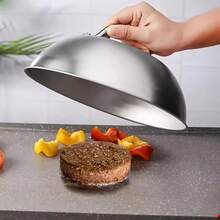 1PC Stainless Steel Round 6"/9"/12" Pot Lid, Dust Cover, Cookware Lid, Cheese Cover, Burger And Steak Cover - Thick Non-Stick Pad, Dust Cover, Suitable For Daily Use And Various Holidays With Handle For Outdoor Cooking And Kitchen, BBQ, Kitchen Gadgets, Durable Kitchen Accessories - Silver - View 5