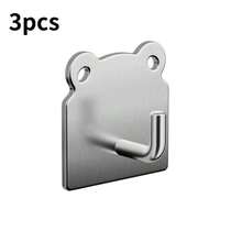 3pcs No-Drill Stainless Steel Adhesive Hooks, Strong Sticky Wall Mount Single Hooks For Bathroom, Kitchen, Multi-Functional Decor Hanging Rack - Multicolor - View 5