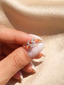 ESBERRY 1pc Elegant Minimalist Arabic Letter Adjustable Ring, Suitable As A Gift For Women On Wedding, Birthday Or Mother's Day - Alphabet Ring - View 10