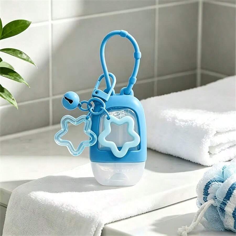 1PC[Refillable Squeeze Bottle]Portable Small Hand Sanitizer Bottle With Silicone Sleeve, Keychain And Star Pendant, Leak-Proof Design, Reusable For Soap, Lotion And More, Travel Size Hand Wash Bottle, With Colorful Silicone Sleeve And Keychain, Suitable For Office, Gym, Travel And School - Multicolor - View 1