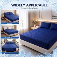 AVXLRQ Almohadilla refrescante de verano (sin funda de almohada): agradable para la piel, transpirable, fresca para dormir, protección elástica para el colchón, resistente a las arrugas y a la decoloración, lavable a máquina, varios colores para elegir. Color aleatorio. - Negro - Ver 8