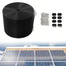 1pcs Black Solar Panel Bird Guard, Solar Panel Bird Net (8in*100ft + 70 Fasteners), Made Of Iron And PVC Coating, For Protecting Solar Panels From Damage By Birds And Rodents - Black - View 1