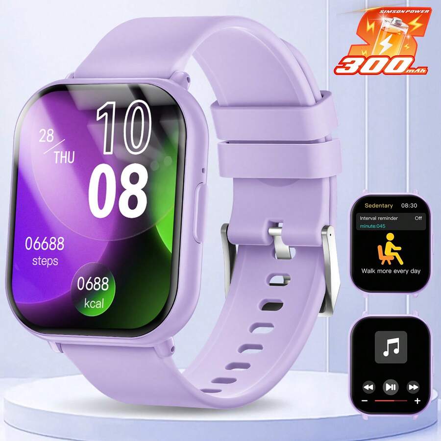 SIMSONLAB Reloj inteligente unisex, pantalla táctil completa HD de 1,83 pulgadas, rastreador de fitness, resistente al agua IP68, talla grande de 100 modos deportivos, batería de larga duración de 300mAh, compatible con iOS/Android, excelente regalo para mujeres y hombres